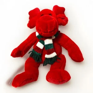 Commonwealth Red Reindeer Plush Stuffed Animal Red Green White Scarf 11” 2001 - Picture 1 of 8