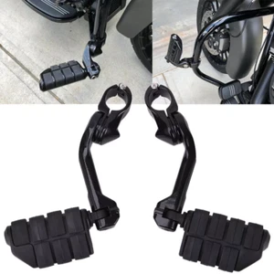Black Long Highway Foot Pegs with 1-1/4" Bars For Harley Road King Street Glide  - Picture 1 of 14