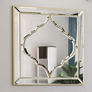 Ornate Mirror Extra Large Accent Mirror Gold Edging Living Room Decor 800*800mm - Picture 1 of 14