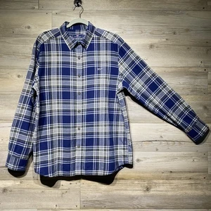 Vineyard Vines klassische Passform Wal Flanellhemd Herren Large blau kariert Knopfleiste - Bild 1 von 6