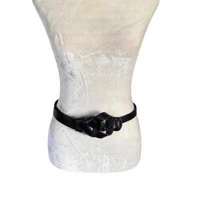 Loft black braided genuine leather belt women's size medium - Image 1 of 4