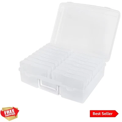 Organizador de fotos transparente de 4" x 6" con mango - 16 almacenes interiores transparentes para fotos... Foto 1 de 4