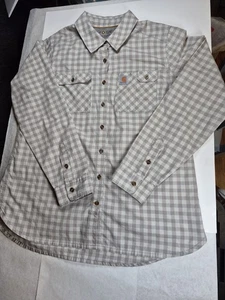 Carhartt Force Damen Large 12/14 kariertes Hemd mit Knopfleiste grau Relaxed Fit - Bild 1 von 13