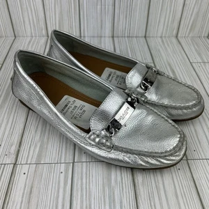 Coach Women Silver Driver Loafers Gray Metallic 7.5 B - Picture 1 of 11