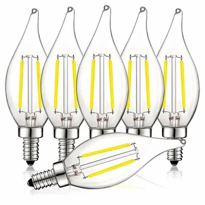 Luxrite 4W Vintage Candelabra LED Bulb Dimmable 5000K 400lm Flame Tip E12 6-Pack - Picture 1 of 7