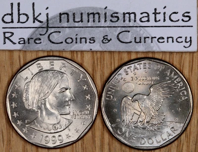 1999 P SBA Susan B Anthony $1 Dollar Coin - BU - Choice to Gem Uncirculated - Image 1 of 2