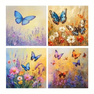 4pcs Butterfly Canvas Print Wall Painting Wall Art Canvas Unframed/Framed - Foto 1 di 6