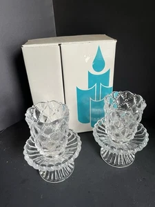 Partylite gesteppt Kristall Paar Muschel Ripp Glas Votiv Tasse Kerzenhalter P9246 - Bild 1 von 7