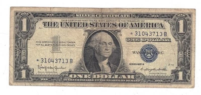 US 1957 B SILVER CERTIFICATE $1 Federal Reserve Blue Seal STAR NOTE (VG/FINE) - Image 1 of 2