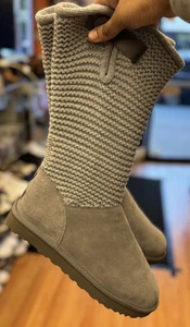 UGG SHAINA LAMMFELL WILDLEDER STIEFEL GRAU KASTANIE STRICK DAMEN BOOTIES GRÖSSE US 11 - Bild 1 von 8