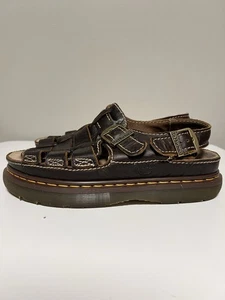 Dr. Martens 8092 sandali pescatore uomo US 11 pelle marrone punta aperta Inghilterra - Foto 1 di 13