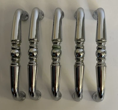 5 Chrome Silver Cabinet Drawer Pulls with Hardware 3" Center to Center - Image 1 of 4