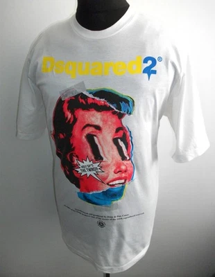 DSQUARED2 D2 Italy TEE T SHIRT TOP Large White ACID DOLL HOLY SH*T Short Sleeve - Image 1 of 4