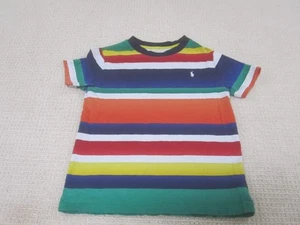 Polo Ralph Lauren Shirt Boys 7 Multicolor Striped Short Sleeve Casual Crew Neck - Picture 1 of 11
