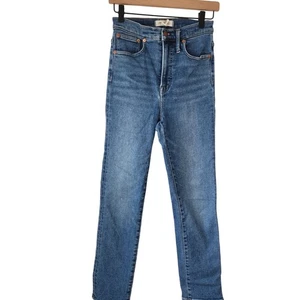 Pantalones de mezclilla rectos Madewell Perfect vintage lavado medio elásticos para mujer 26 - Imagen 1 de 10