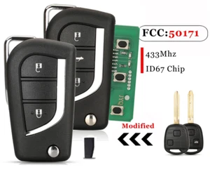 2/3 Buttons Modified Car Remote Key Fod 433Mhz ID67 Chip For Toyota Prado 120 - Bild 1 von 8