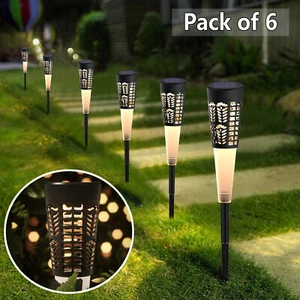 6x Solar Path Torch Lights Lighting LED Dusk to Dawn Auto On/Off for Patio Yard - Picture 1 of 9