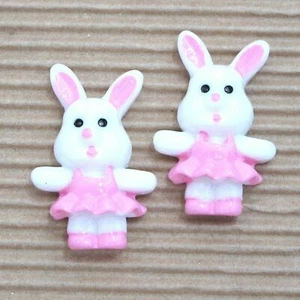 (2 piezas - 10 piezas) Falda de conejo/conejo de Pascua de resina de 1,25" adornos de espalda plana SB585 - Imagen 1 de 3