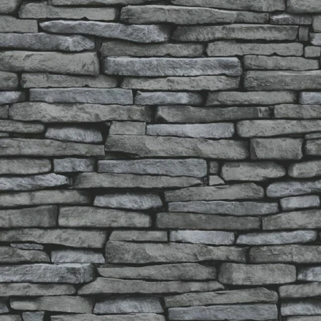 Luxury Distinctive 10m Wallpaper Roll - Silver Grey Black Slate FD31291