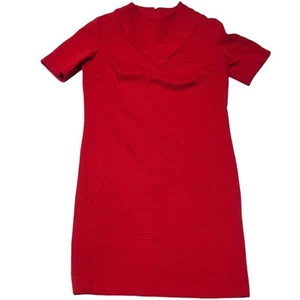 Vestido vintage rojo acanalado manga corta con cremallera trasera años 70 poliéster mediano - Imagen 1 de 15