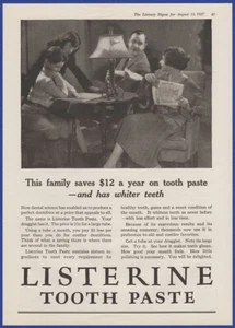 Vintage 1927 LISTERINE Tooth Paste Dental Hygiene Art Décor 1920's Print Ad - Picture 1 of 1
