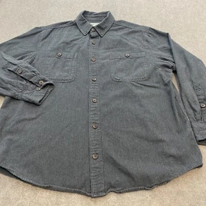 Duluth Trading Flannel Shirt Mens Large Dark Gray Long Sleeve Button Relaxed - Picture 1 of 11