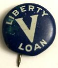 WWI US 5th V Liberty Loan Donation Patriotic Lapel Pin Button American Art Works