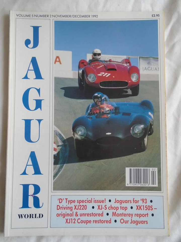 Jaguar World Nov/Dec 1992 D Type, XK150S, XJ12 Coupe - Image 1 of 1