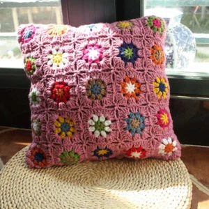 Handmade Crochet Woven Boho Pillow Case For Couch Sofa 40 X 40 CM - Picture 1 of 3