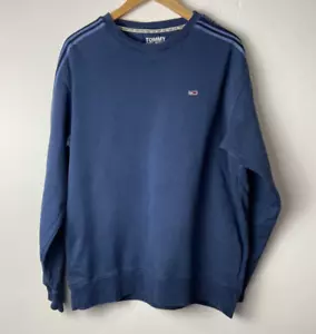 VINTAGE RETRO 90s TOMMY JEANS TAPED SWEATER HERREN GR. M BLAU - Bild 1 von 9