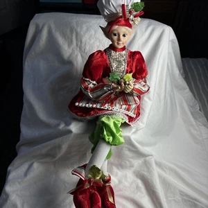 Christmas Peppermint Fairy Elf Shelf Sitter Doll Posable Tabletop Decor 23" - Picture 1 of 11