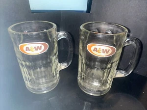 2pcs Vintage A&W Root Beer  Mug 16 Oz. Clear 6” Tall - Picture 1 of 5