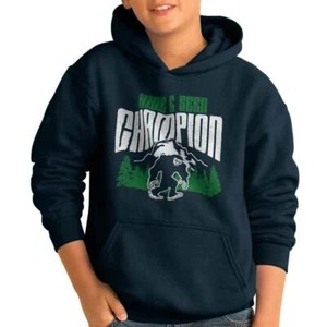 Funny Bigfoot Hide and Seek Champion Joke Youth Hooded Sweatshirt Boy or Girl - Picture 1 of 3