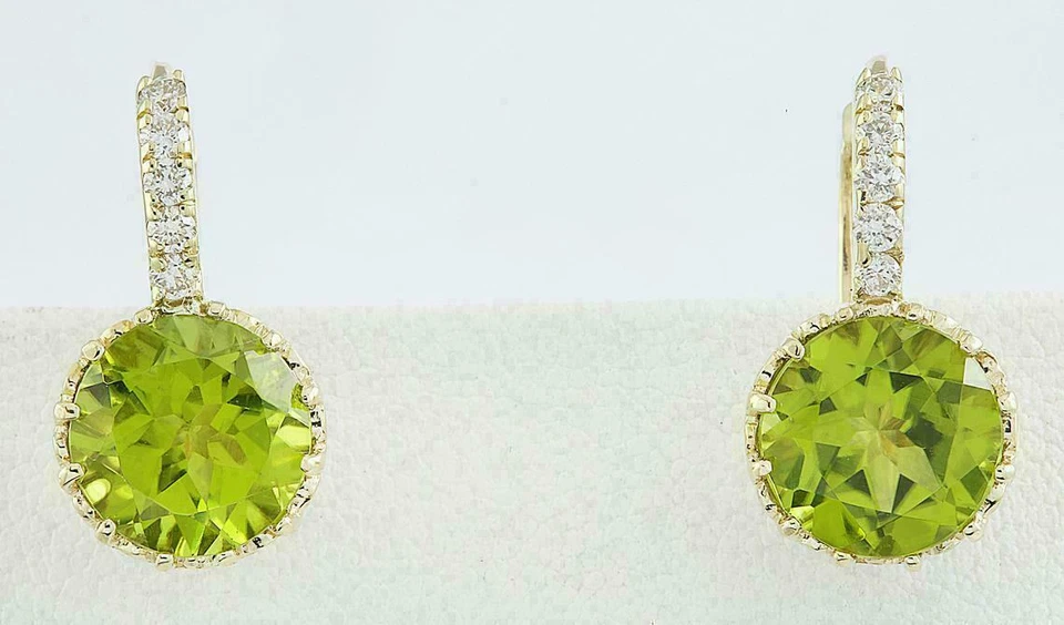 3Ct Round Cut Green Peridot Solitaire Drop Dangle Earring 14K Yellow Gold Finish Foto 1 de 4