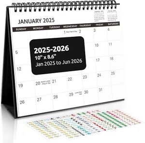 Desk Calendar 2025-2026, Jan 2025 to Jun 2026 Small Desk Calendar 18 Months - Picture 1 of 8