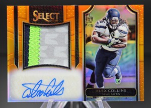 2016 Panini Select ALEX COLLINS #JS-AC Jumbo Rookie Patch Auto Orange /49 🏈