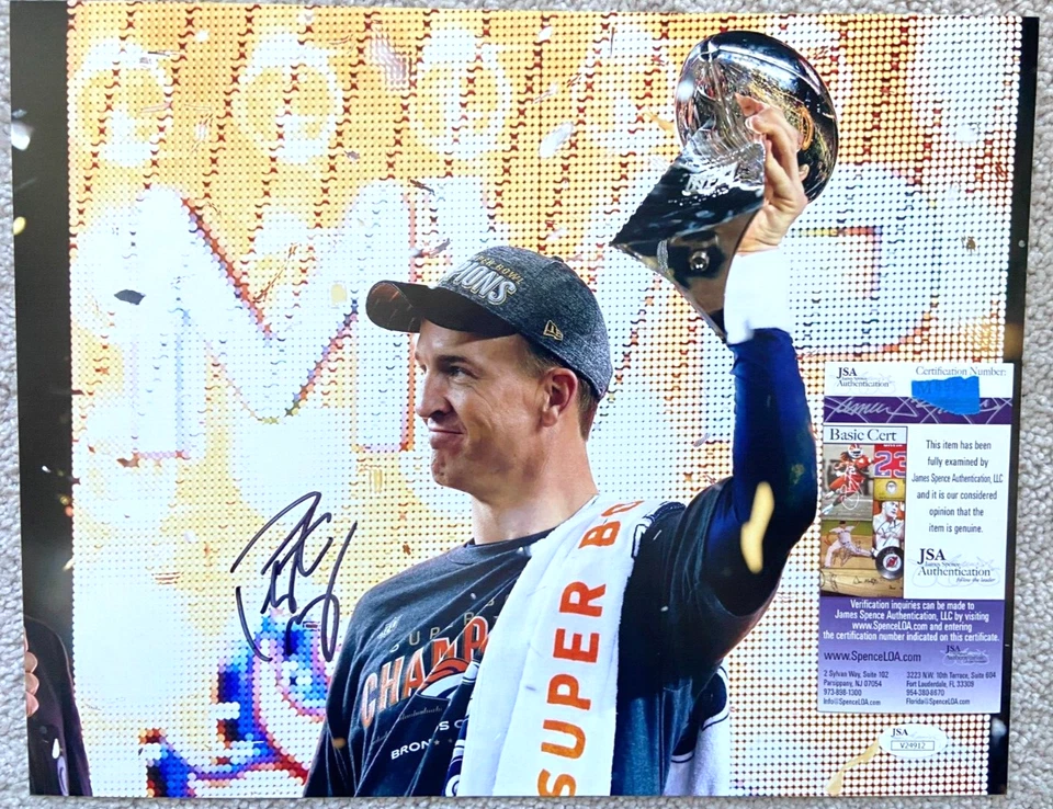 PEYTON MANNING SIGNED 11X14 PHOTO DENVER BRONCOS INDIANAPOLIS COLTS SB 50 JSA - Image 1 of 1