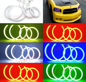 cotton RGB 4 halo ring for Dodge Charger 06-10 headlight LED DRL Bluetooth lamp - Picture 1 of 18
