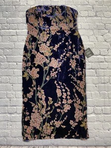 Lulu’s Buy You Flowers Navy Floral Print Velvet Strapless Midi Formal Dress XL - Picture 1 of 15