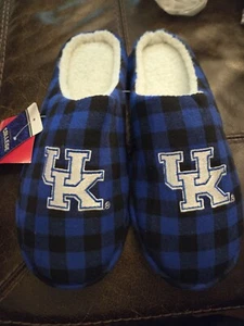 Mens KENTUCKY Wildcats Or NC Tarheels FOCO Plaid Slippers Size Med (9-10) NWT  - Picture 1 of 6