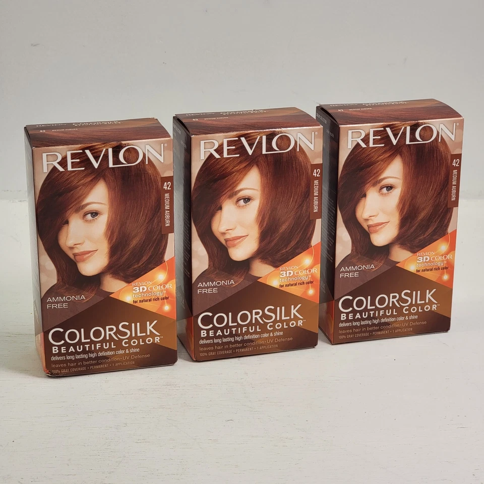 Boxes Hair Dye Color Revlon Colorsilk 42 Medium Auburn