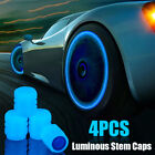 4pcs Luminous Blue Car Wheel Tire Tyre Air Valve Stem Caps Cover Car Accessories