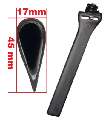 Tija de sillín de carbono Aero UD caída 17 x 45 mm longitud 350 mm bicicleta de carretera negra Foto 1 de 4