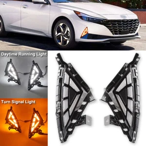 2 Color DRL Daytime Running Light Fog Turn Signal Lamp For Hyundai Elantra 2021 - Foto 1 di 9