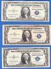 Vintage Three 1935-e $1 Silver Certificate Notes (s-a, T-a & U-a)