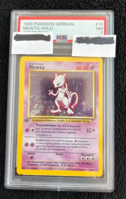 1999 Pokemon Game #10  Mewtu Mewtwo 1st Edition Holo German Card PSA Rated NM 7 - Image 1 of 3