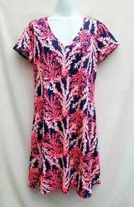 NUEVO Vestido para Mujer Lilly Pulitzer Talla S Rosa Neón Marino Blanco Mangas Cortas - Imagen 1 de 9