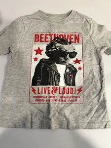 Gap Kids Gray T Shirt Beethoven Leather Jacket Symphony Size 4-5 Years XS - Picture 1 of 4