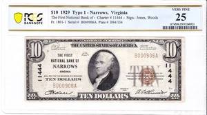 $10 1929 T1 National NARROWS Virginia VA 🇺🇸 Extremely Rare! Only 7 on Census! - Picture 1 of 2