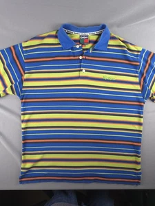 Kickers Striped Polo T Shift Size Large Vintage 90s Embroided Logo 100% Cotton  - Picture 1 of 18